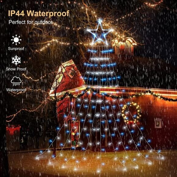 Outdoor Christmas Tree String Lights with Remote - Picture 3 of 4